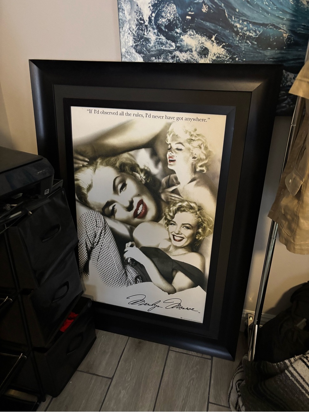 Source Unknown Black and White Celebrity Collage in Black Frame